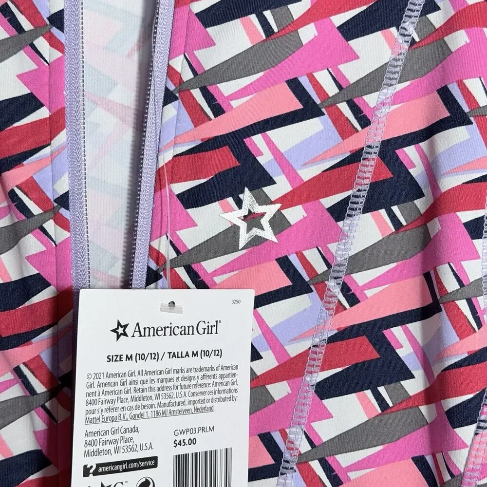 NEW American Girl Feeling Fierce Print Zip Up Hooded Jacket Size M 10-12